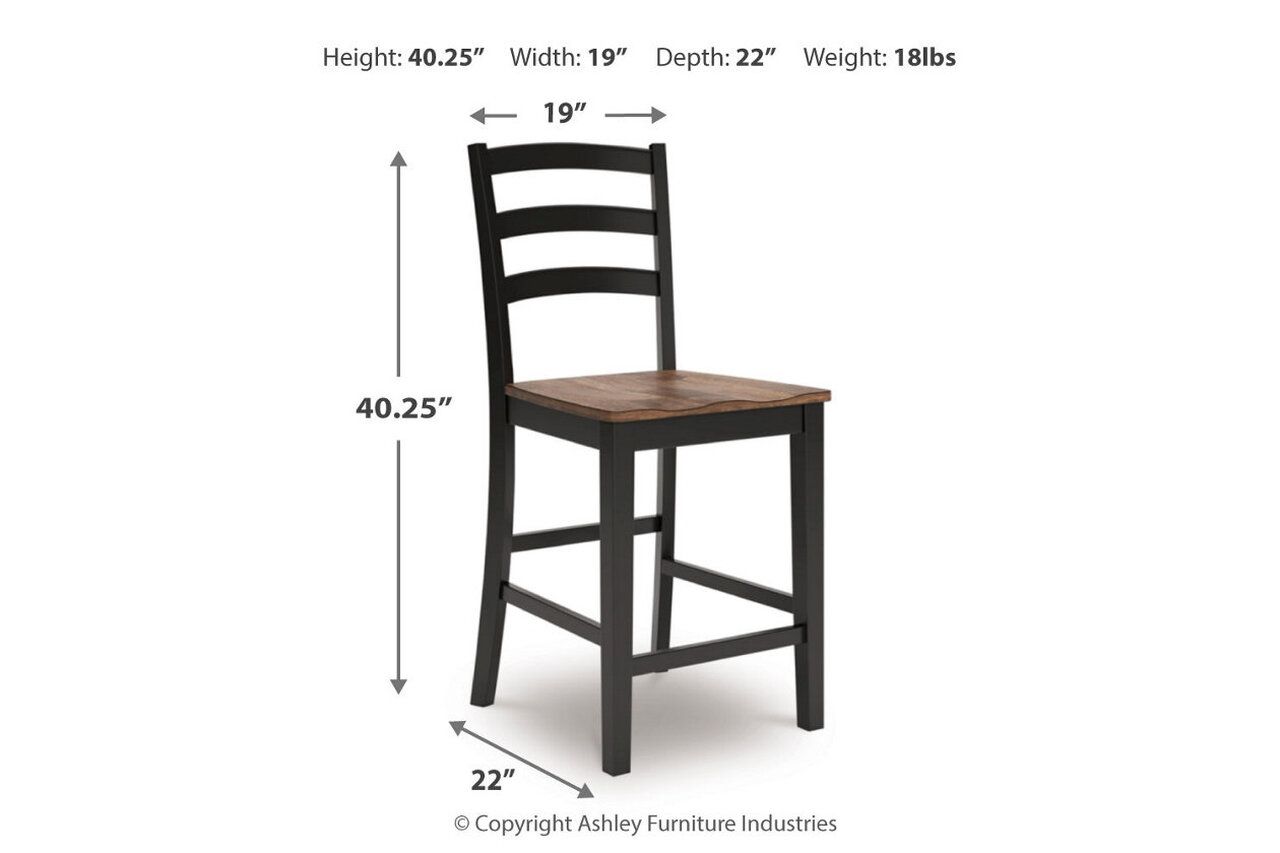 Wildenauer Counter Height Barstool Set of 2 In Brown and Black D634124