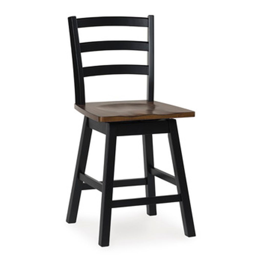 Wildenauer Counter Height Swivel Barstool Set of 2 In Brown and Black D634224