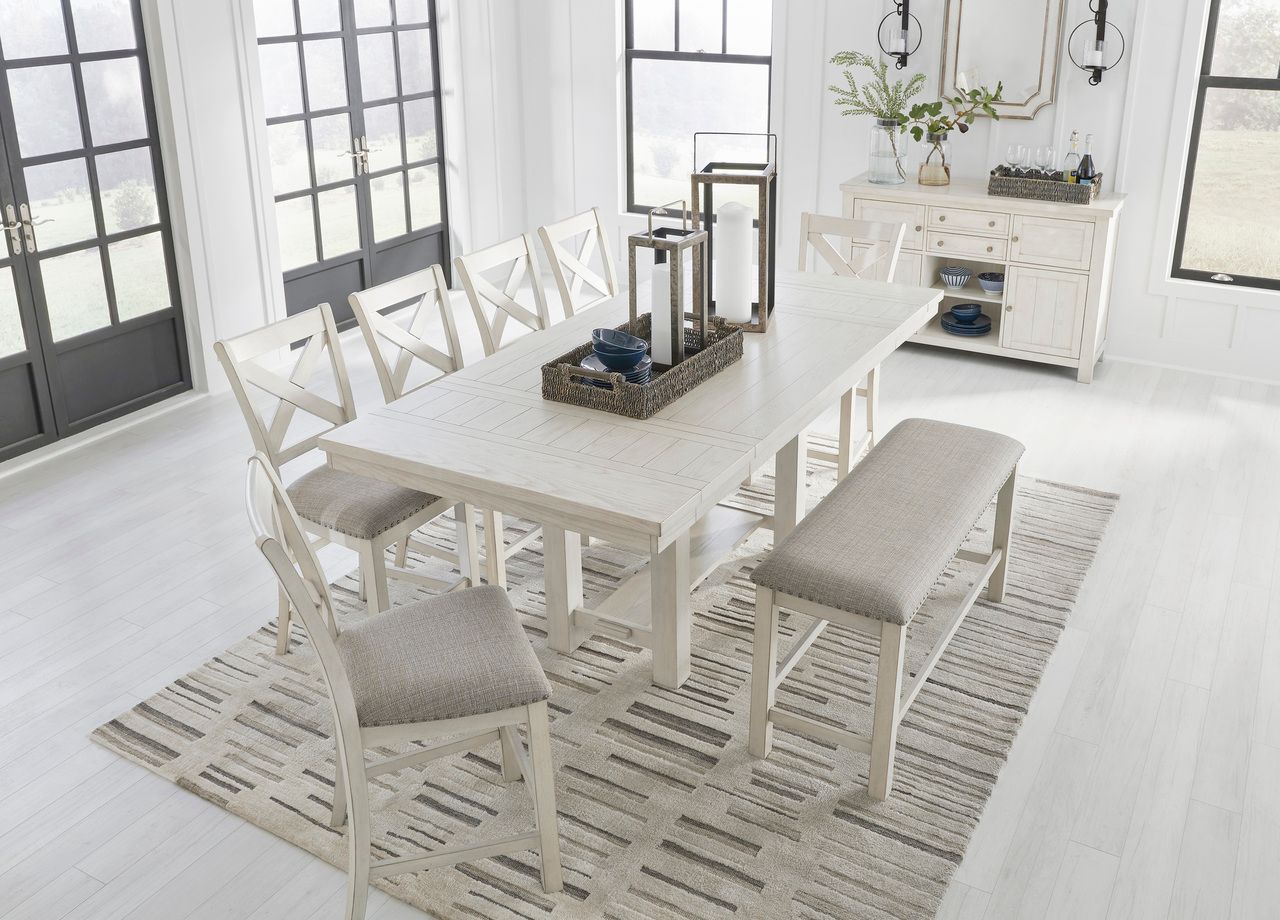 Robbinsdale 49 Inch Counter Height Dining Bench In Antique White D64209