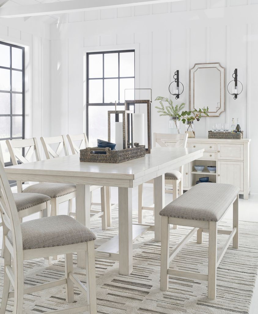 Robbinsdale 49 Inch Counter Height Dining Bench In Antique White D64209
