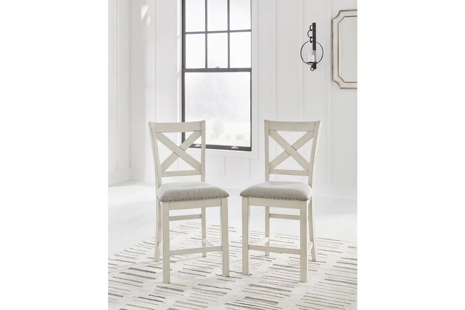 Robbinsdale Counter Height Barstool Set of 2 In Antique White D642124
