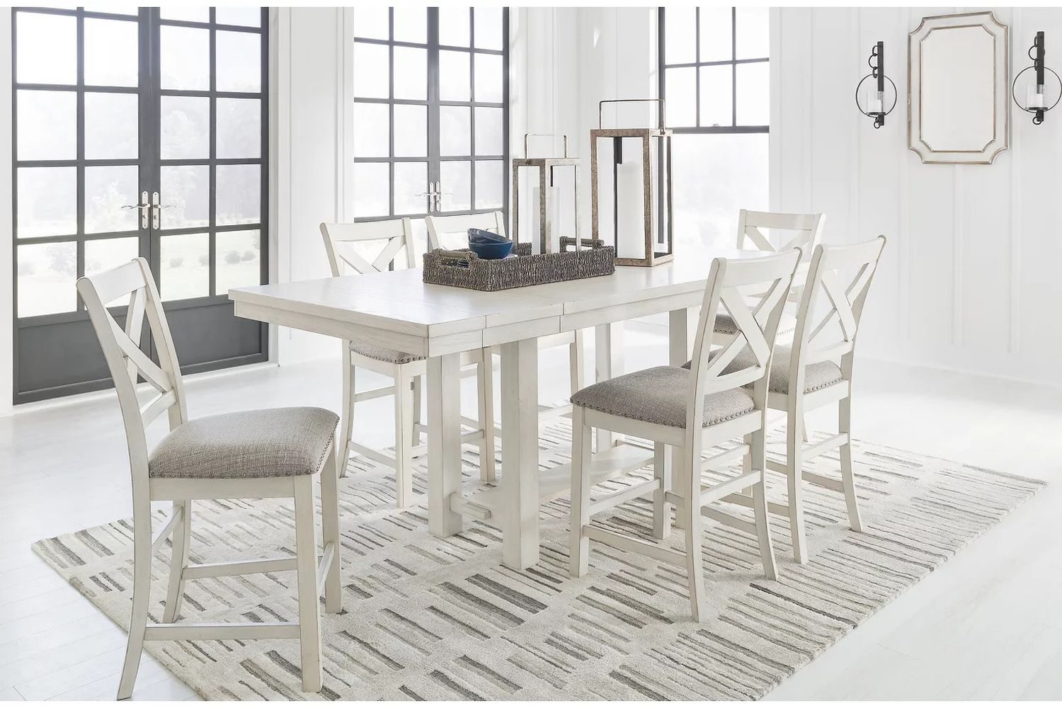 Robbinsdale Counter Height Dining Extension Table In Antique White D64232