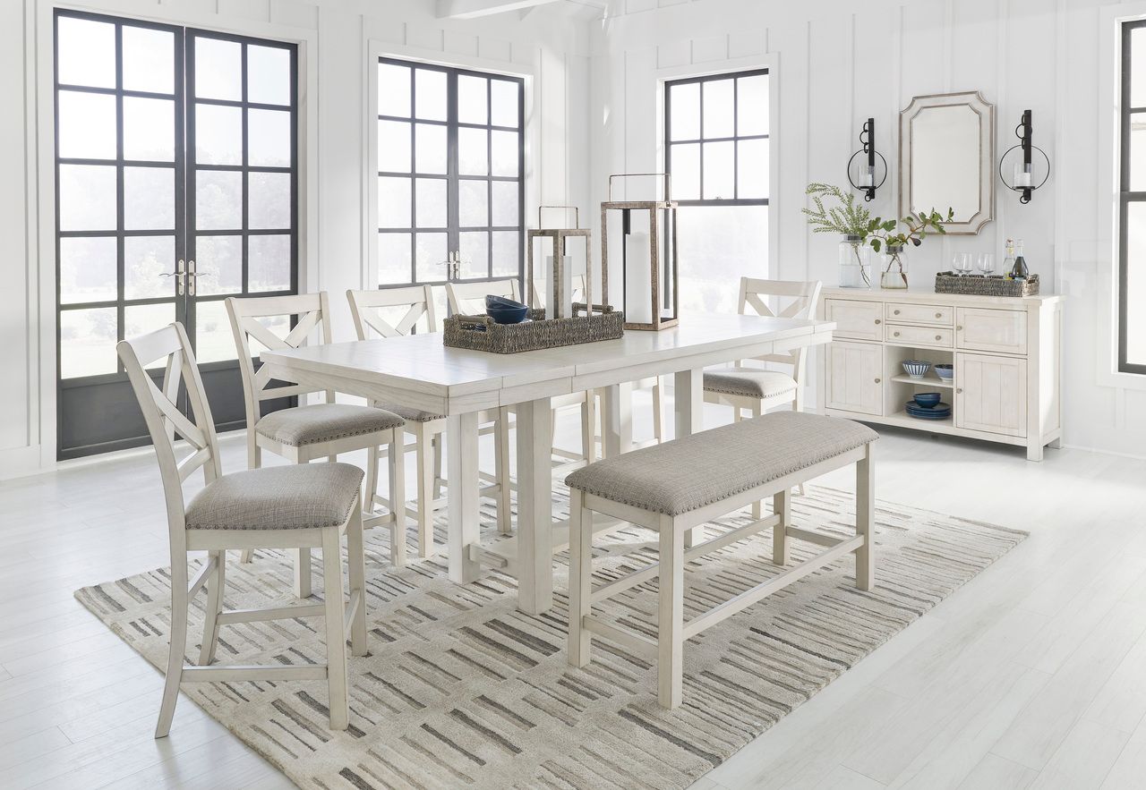 Robbinsdale Counter Height Dining Extension Table In Antique White D64232