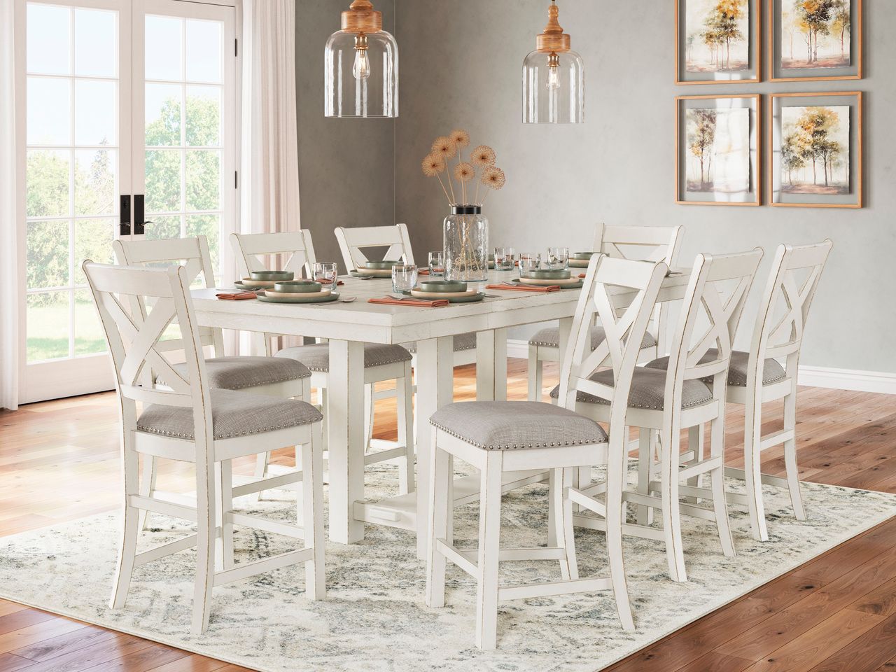 Robbinsdale Counter Height Dining Extension Table In Antique White D64232