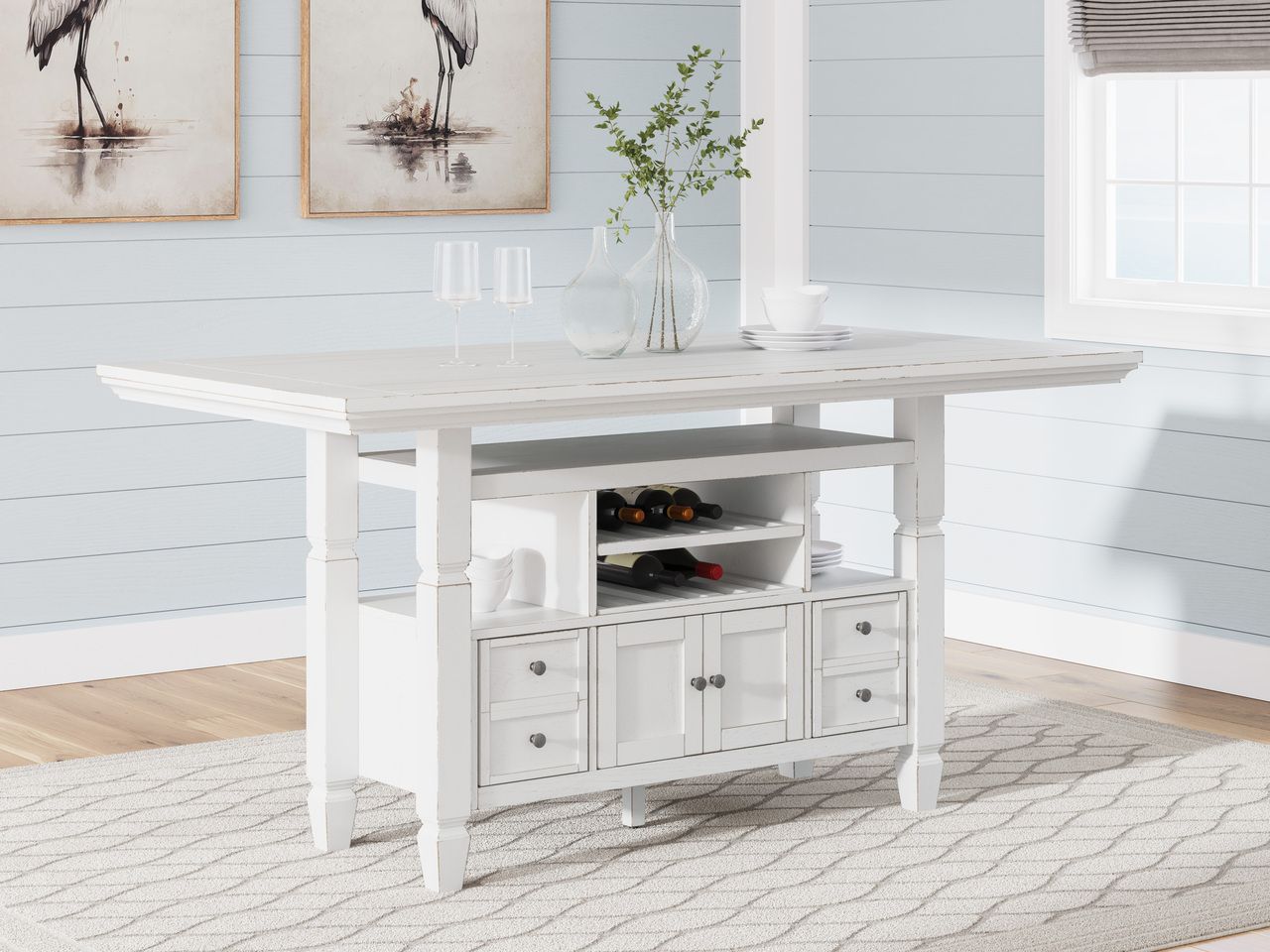 Robbinsdale Counter Height Dining Table In Antique White D642D7