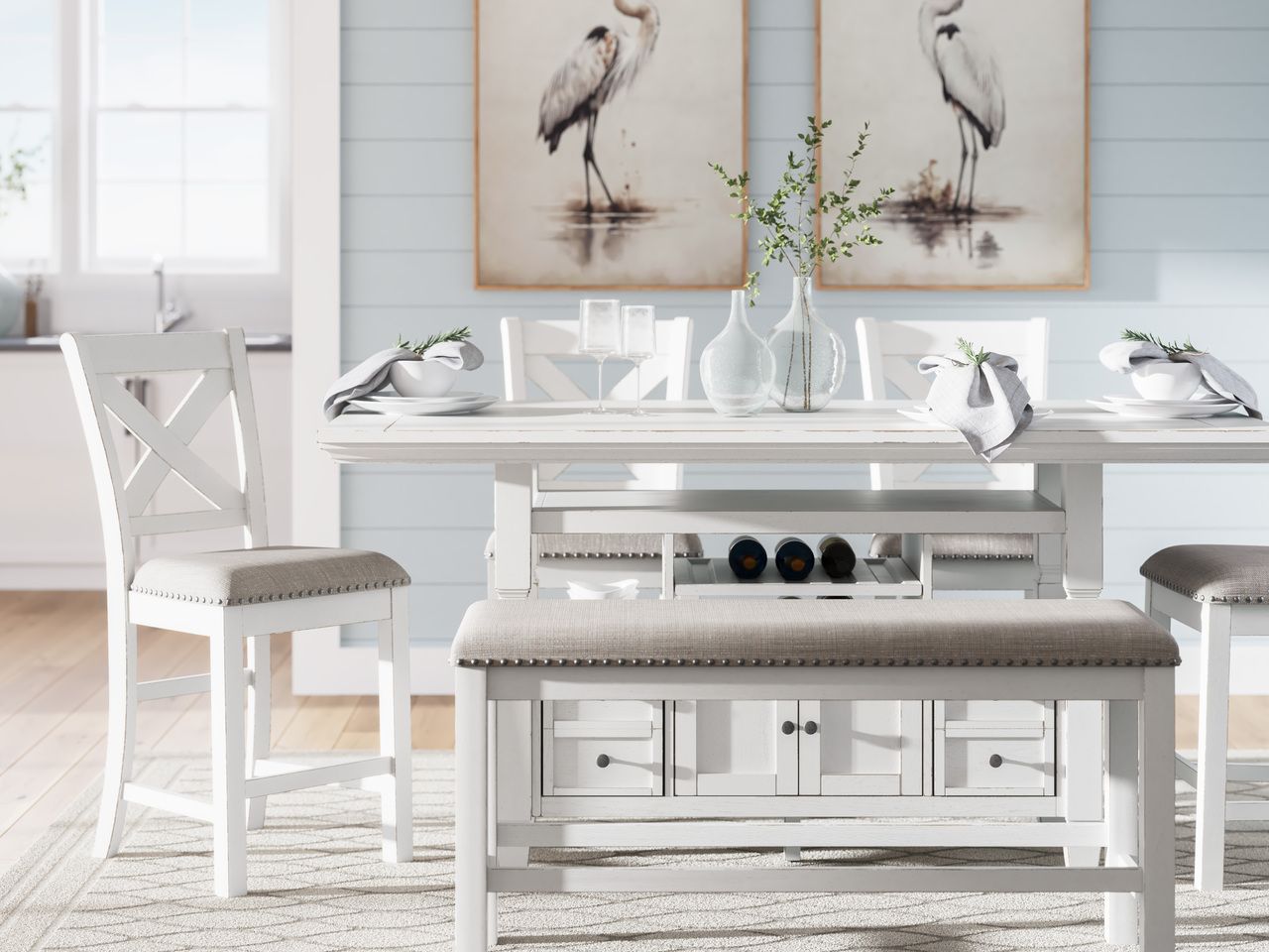 Robbinsdale Counter Height Dining Table In Antique White D642D7