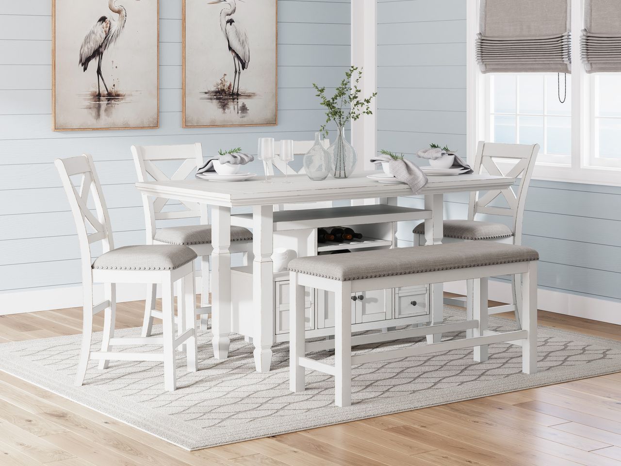 Robbinsdale Counter Height Dining Table In Antique White D642D7