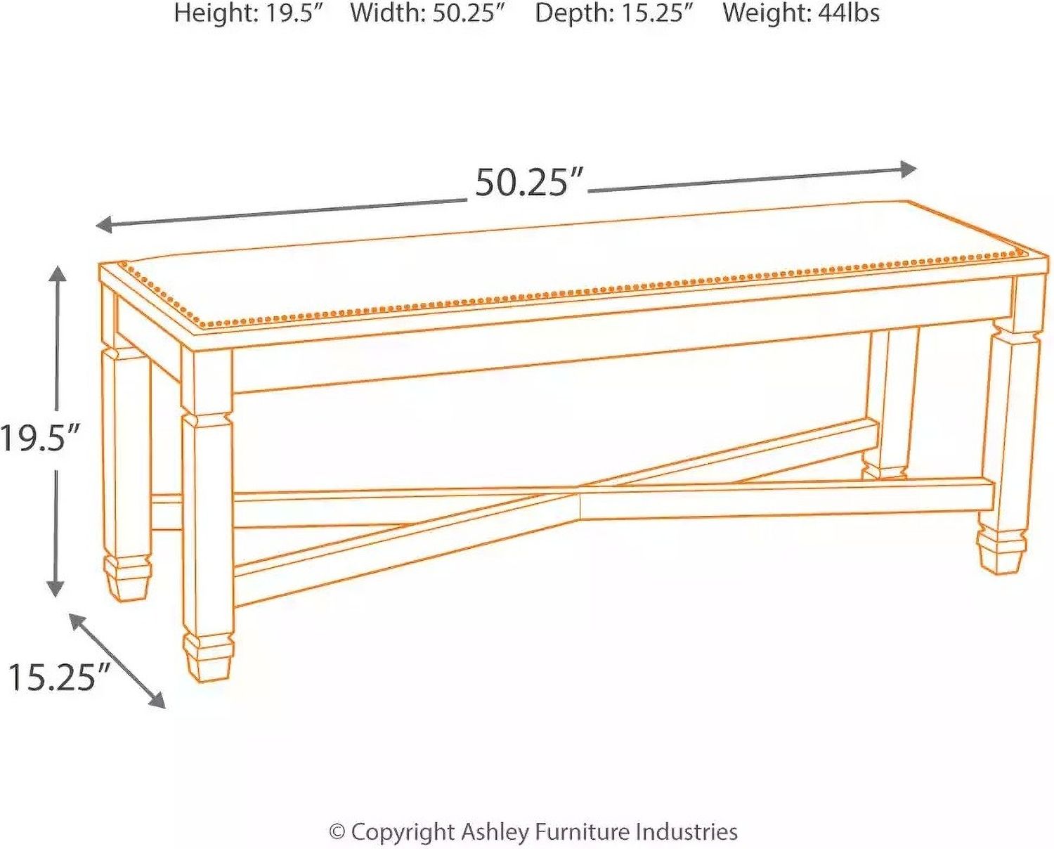 Bolanburg Two-tone Large Upholstered Dining Bench D64700