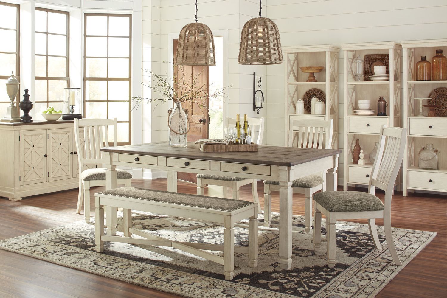 Bolanburg Two-tone Large Upholstered Dining Bench D64700