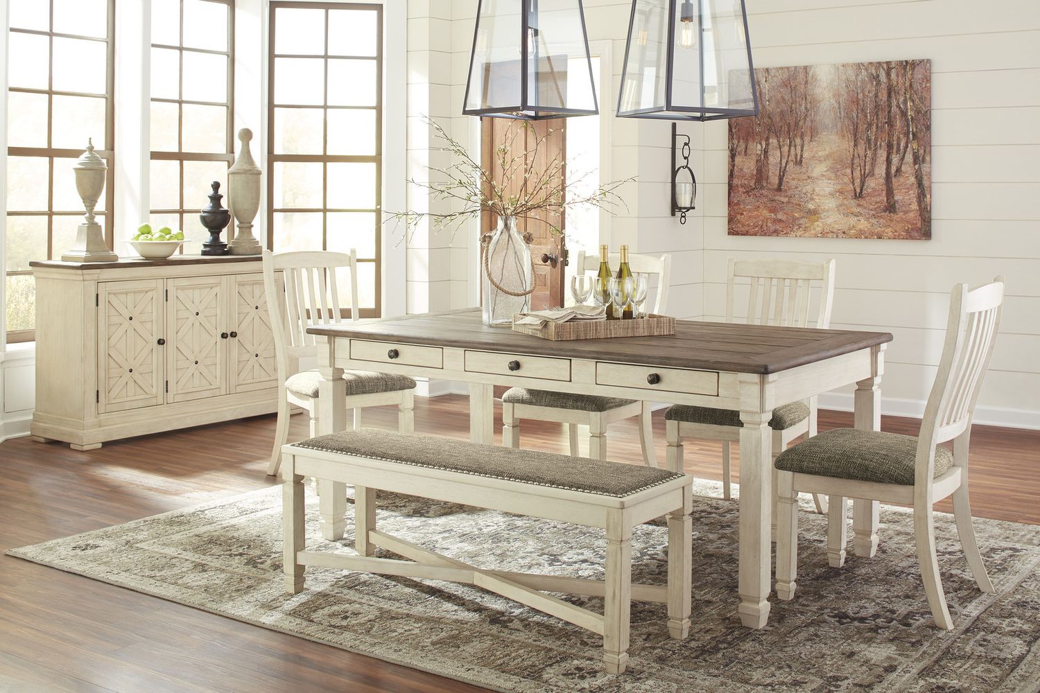 Bolanburg Two-tone Large Upholstered Dining Bench D64700