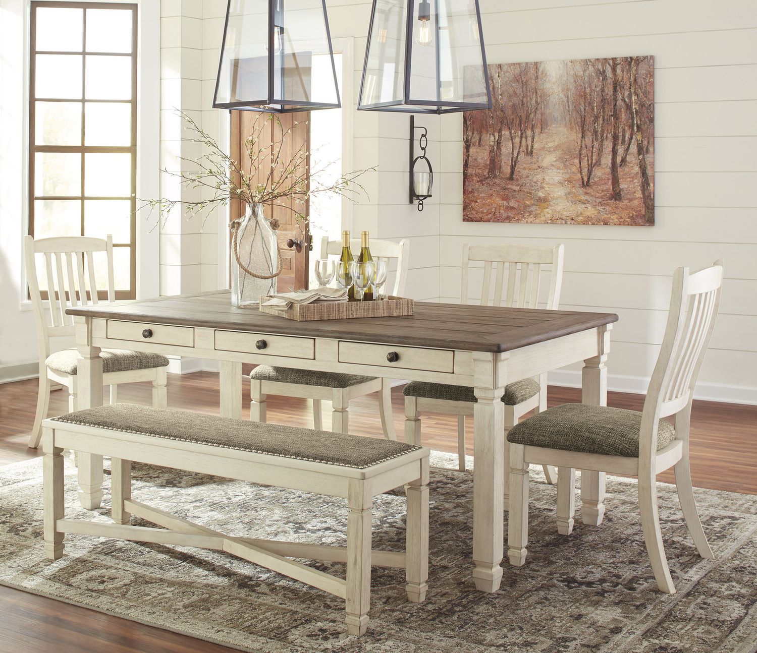 Bolanburg Two-tone Large Upholstered Dining Bench D64700