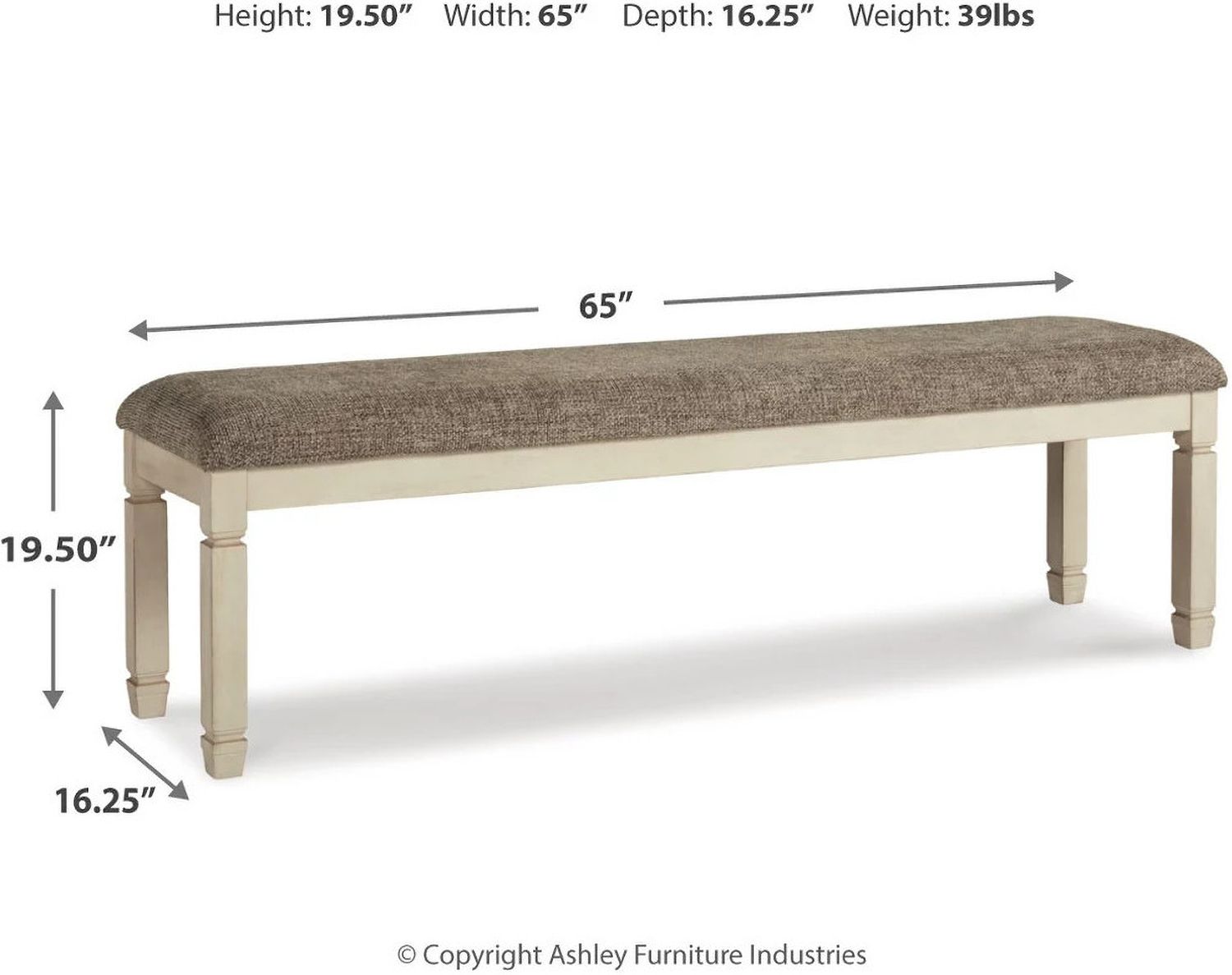 Bolanburg Two Tone 65 Inch Dining Bench D64708