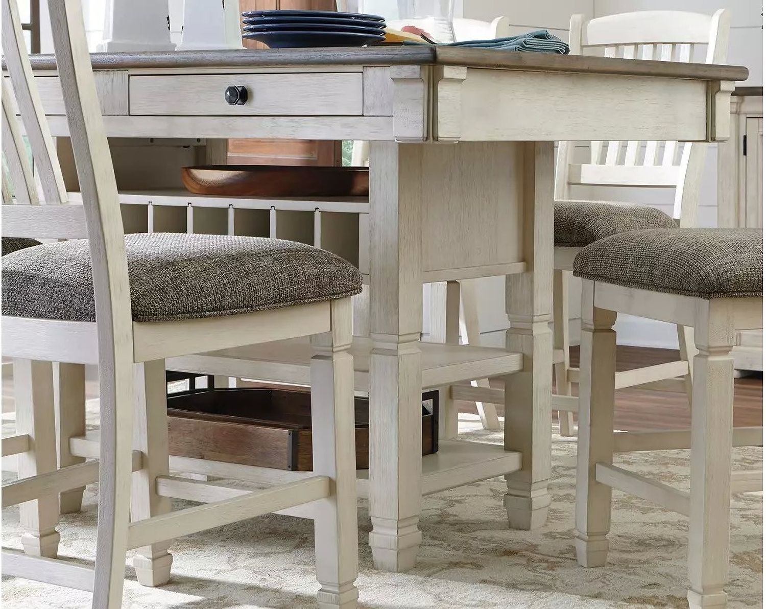 Bolanburg White and Gray Rectangular Counter Height Dining Table D64732