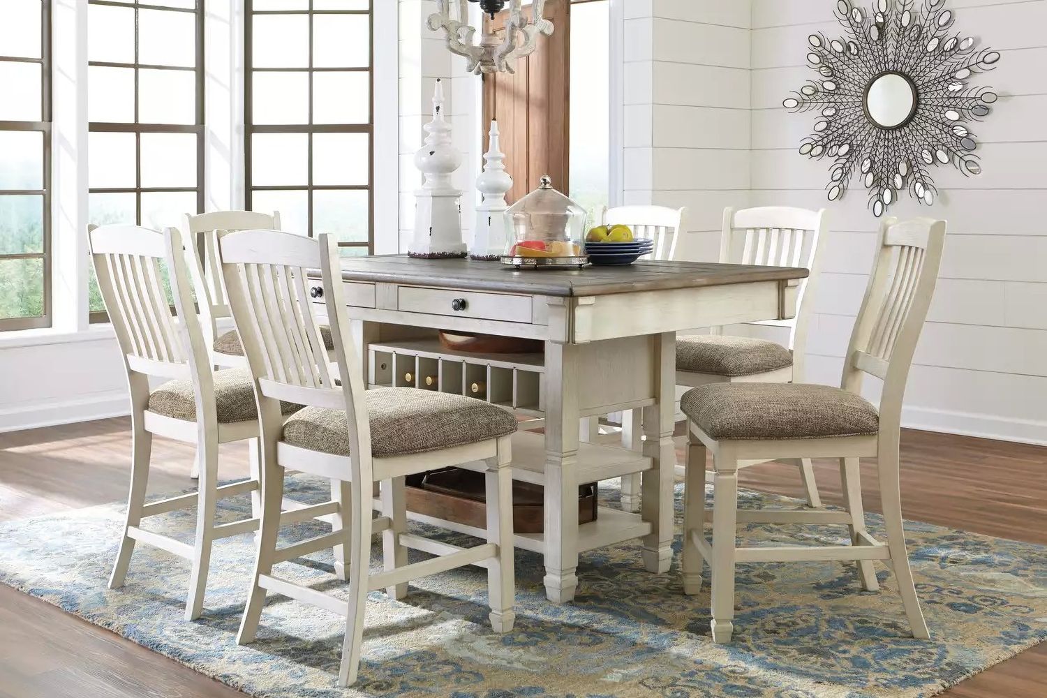 Bolanburg White and Gray Rectangular Counter Height Dining Table D64732