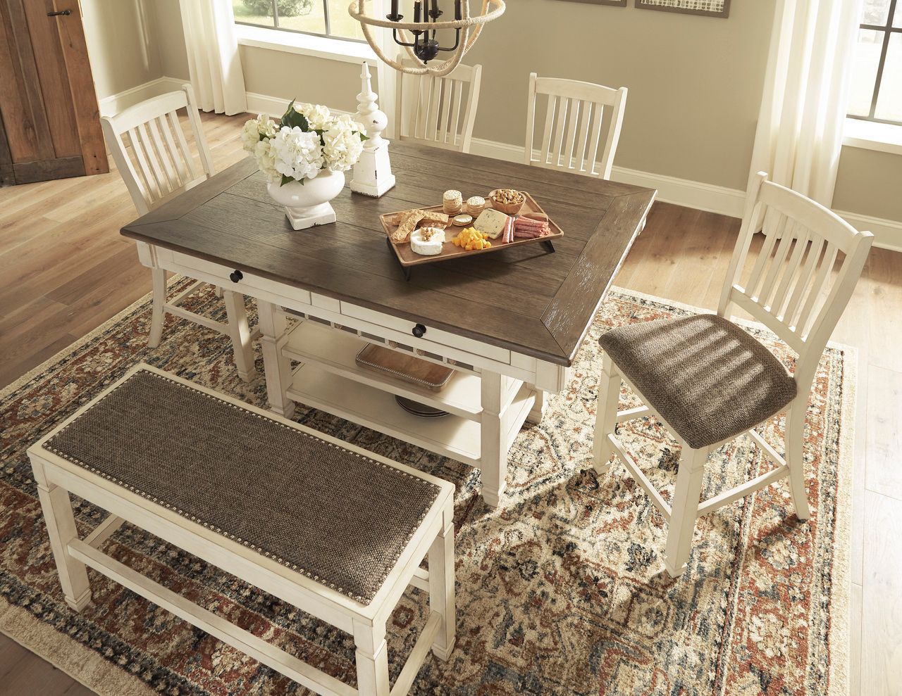 Bolanburg White and Gray Rectangular Counter Height Dining Table D64732
