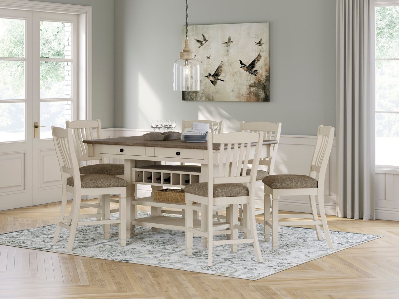 Bolanburg White and Gray Rectangular Counter Height Dining Table D64732