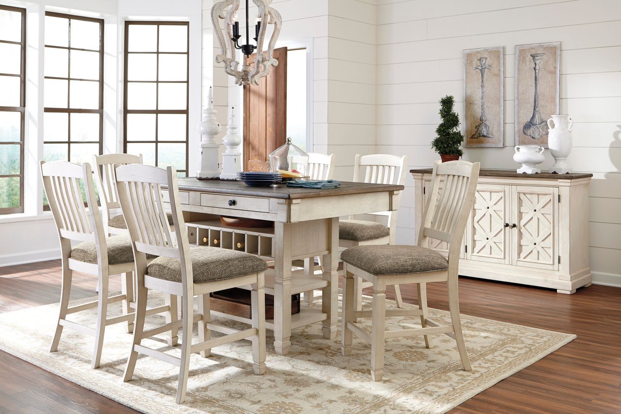 Bolanburg White and Gray Rectangular Counter Height Dining Table D64732