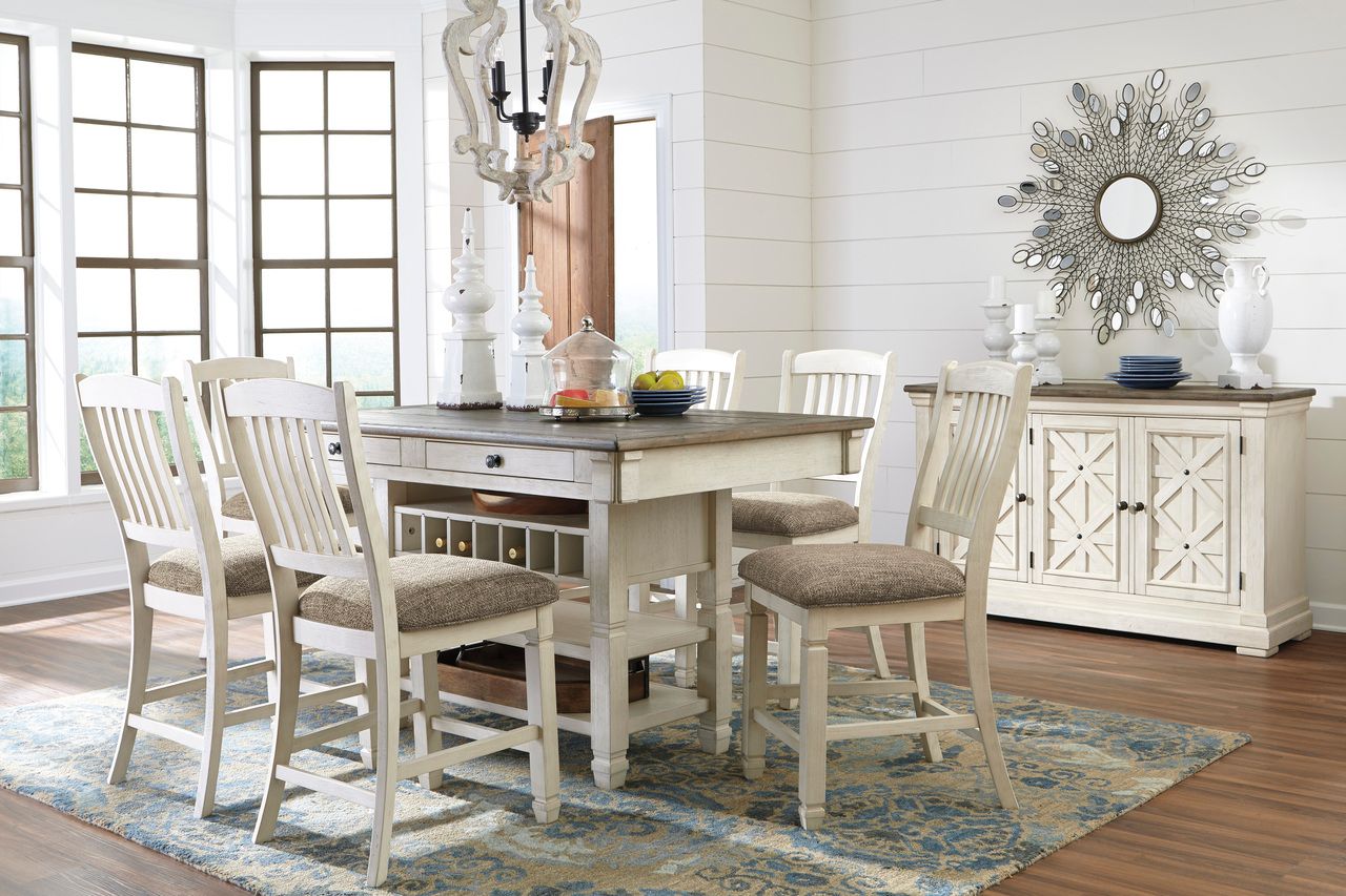 Bolanburg White and Gray Rectangular Counter Height Dining Table D64732