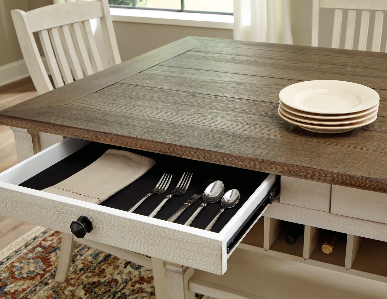 Bolanburg White and Gray Rectangular Counter Height Dining Table D64732