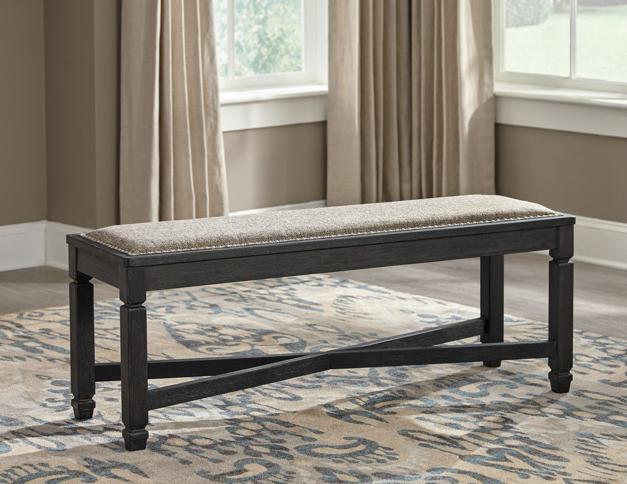 Tyler Creek Black And Gray Upholstered Bench D73600