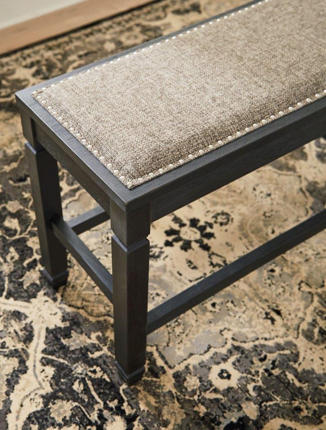 Tyler Creek Antique Black Double Counter Upholstered Bench D73609
