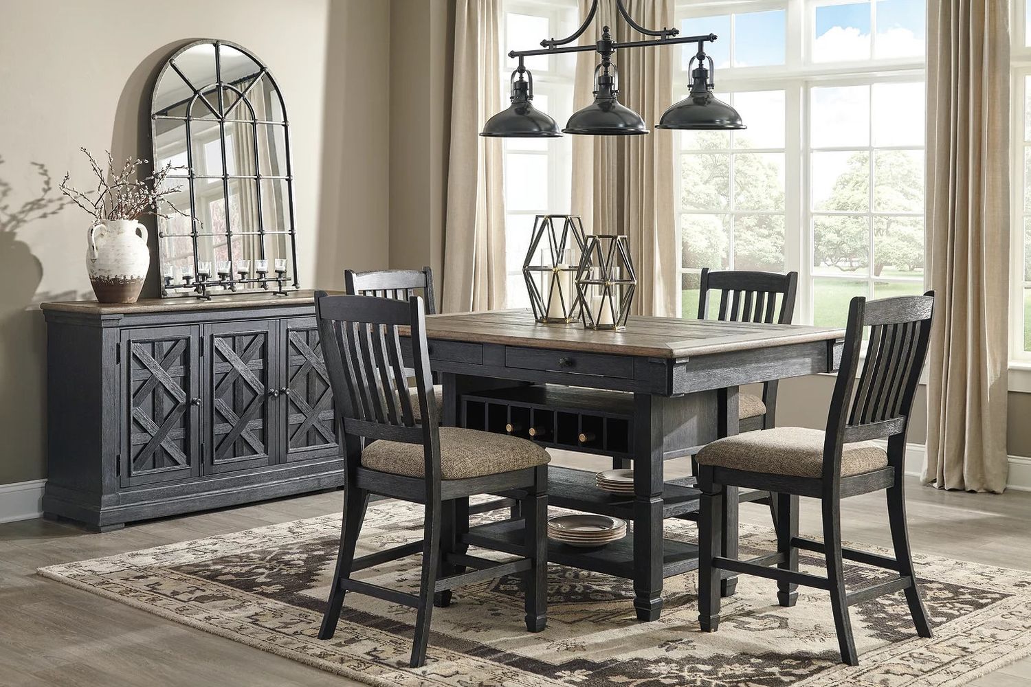 Tyler Creek Black And Gray Upholstered Barstool Set of 2 D736124