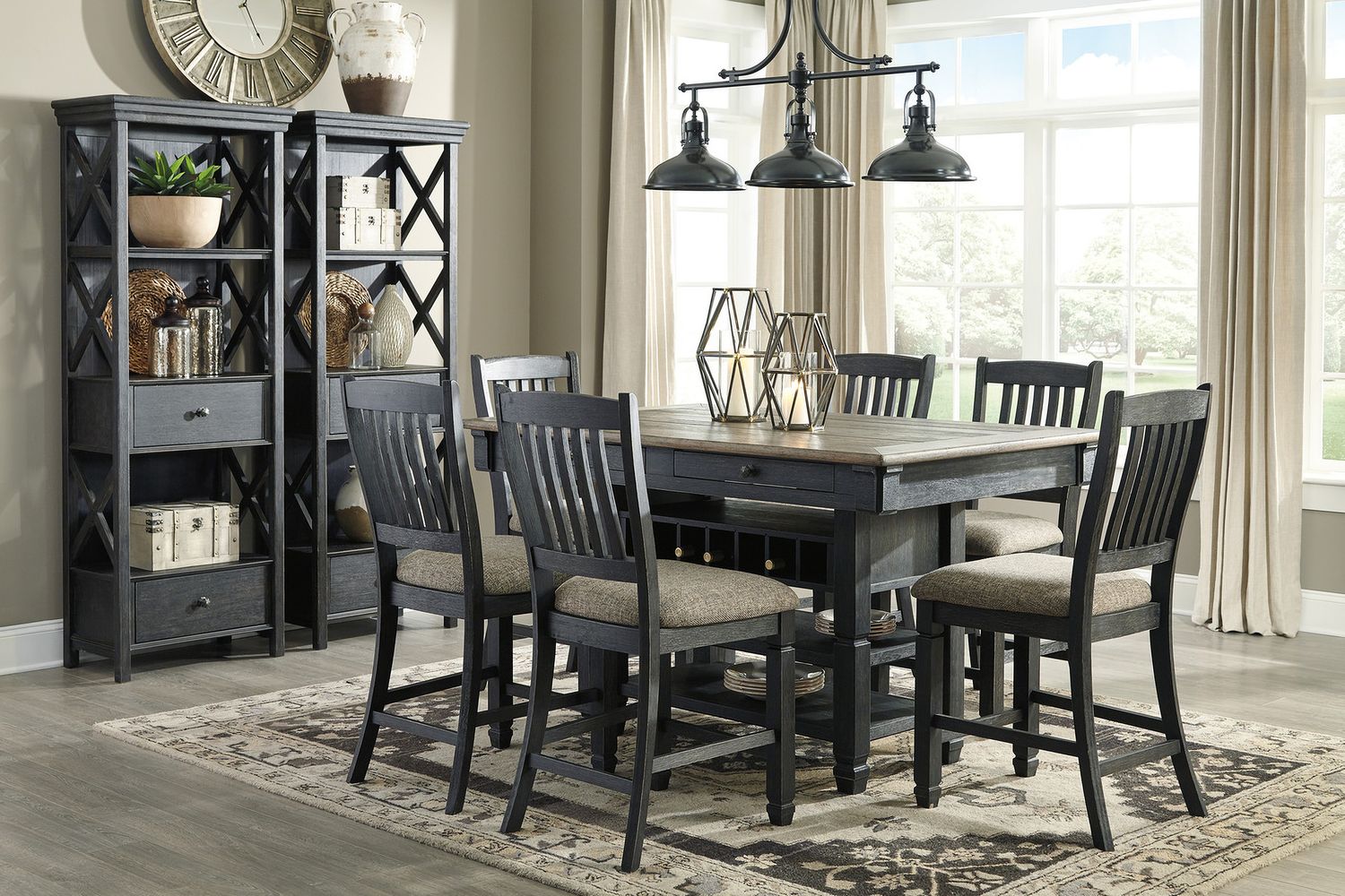 Tyler Creek Black And Gray Upholstered Barstool Set of 2 D736124