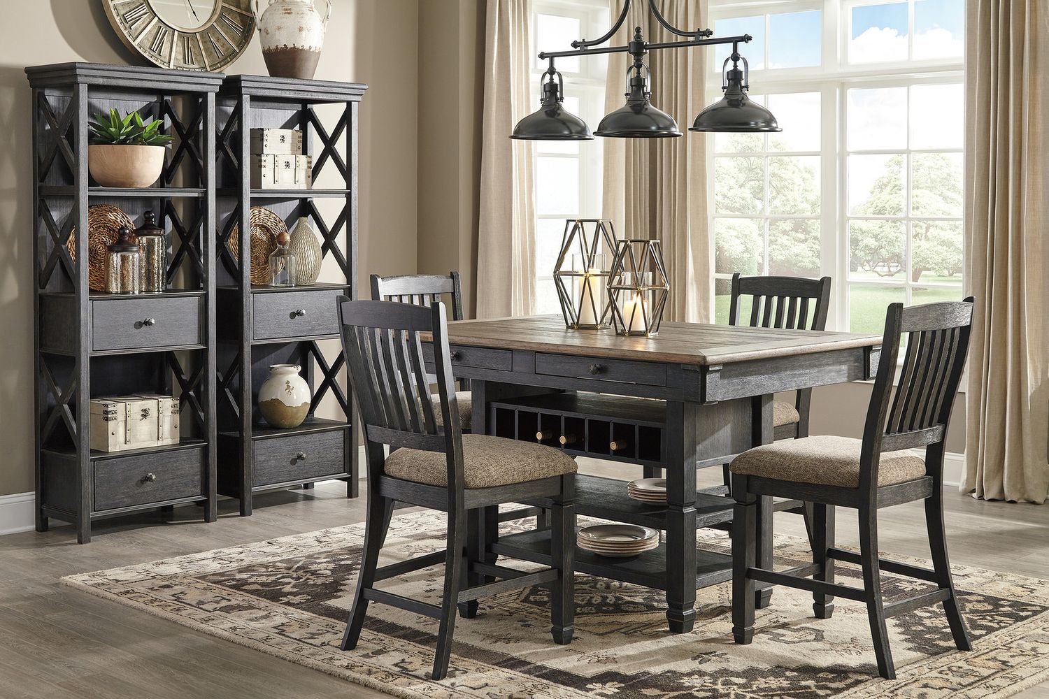 Tyler Creek Black And Gray Upholstered Barstool Set of 2 D736124