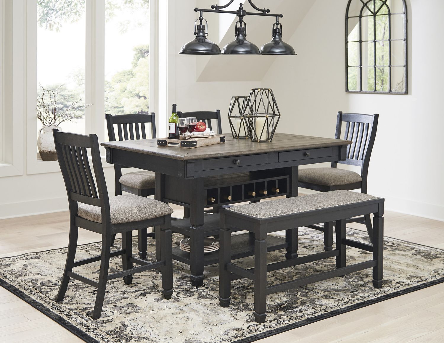 Tyler Creek Black And Gray Upholstered Barstool Set of 2 D736124