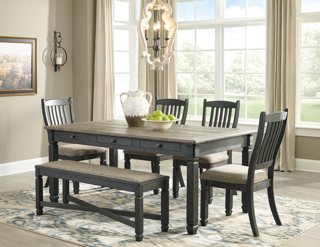 Tyler Creek Black And Gray Rectangular Dining Table D73625