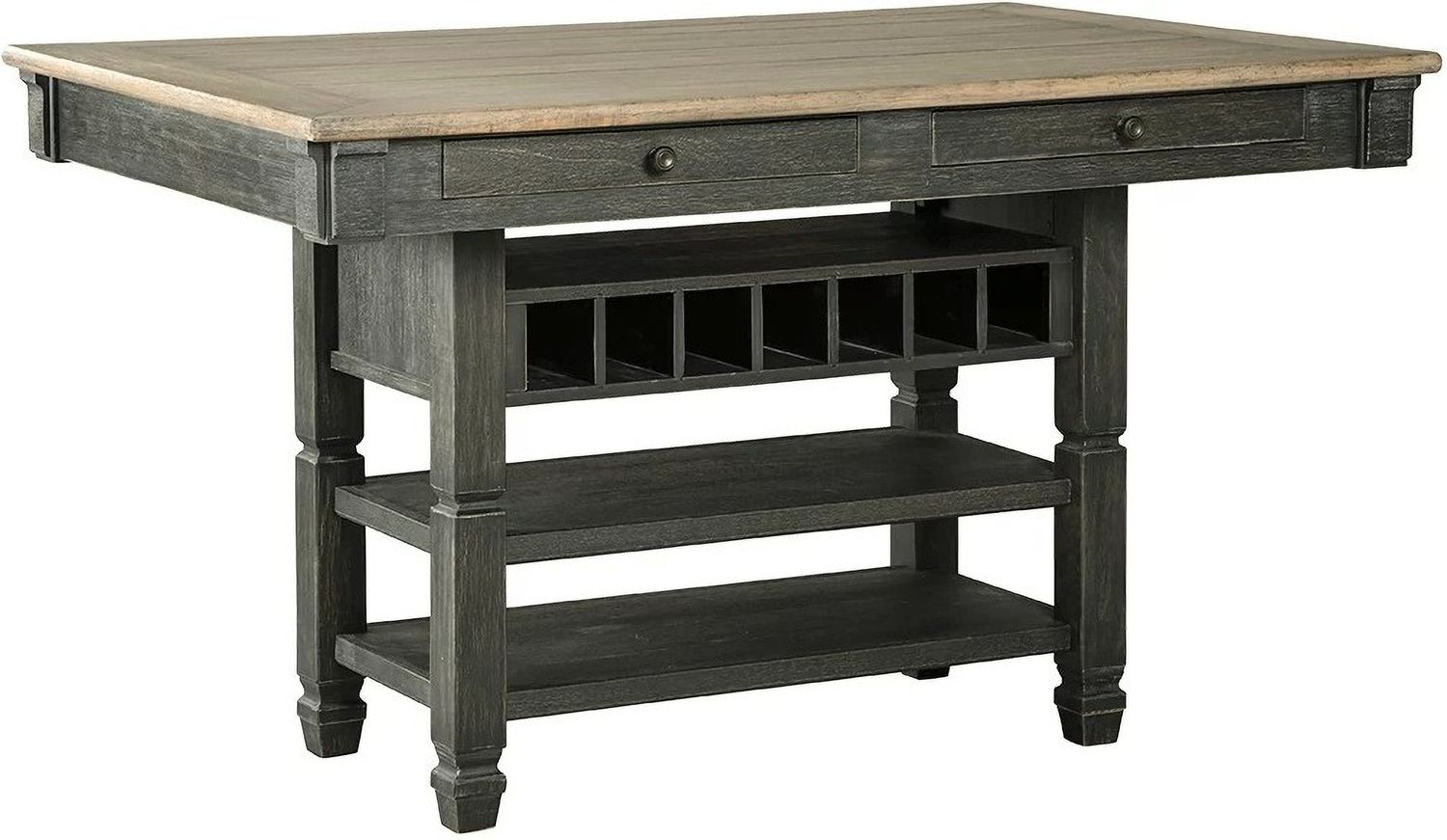 Tyler Creek Black And Gray Rectangular Counter Height Dining Table D73632