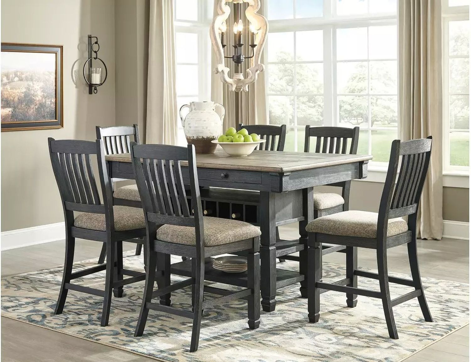 Tyler Creek Black And Gray Rectangular Counter Height Dining Table D73632