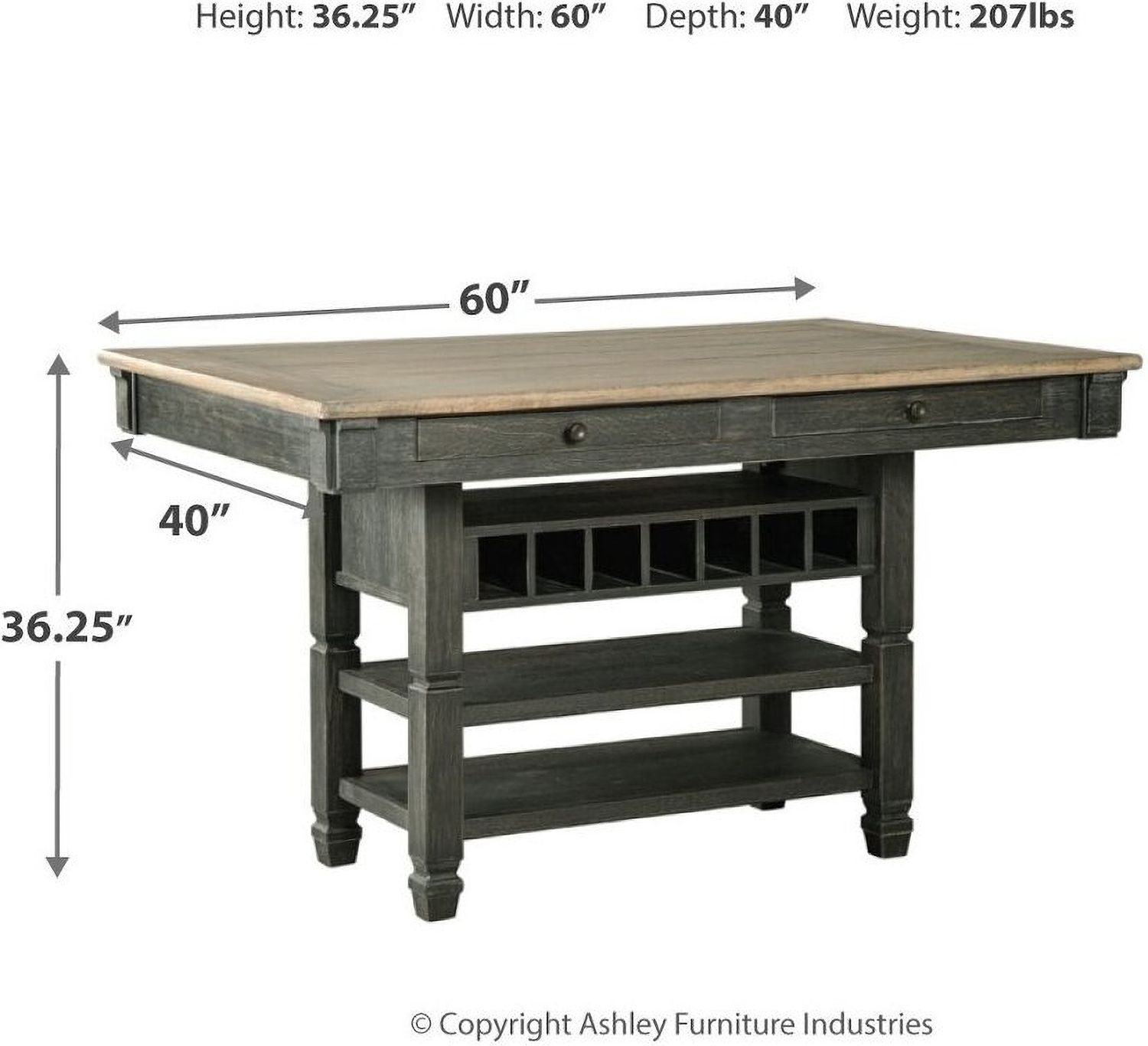 Tyler Creek Black And Gray Rectangular Counter Height Dining Table D73632