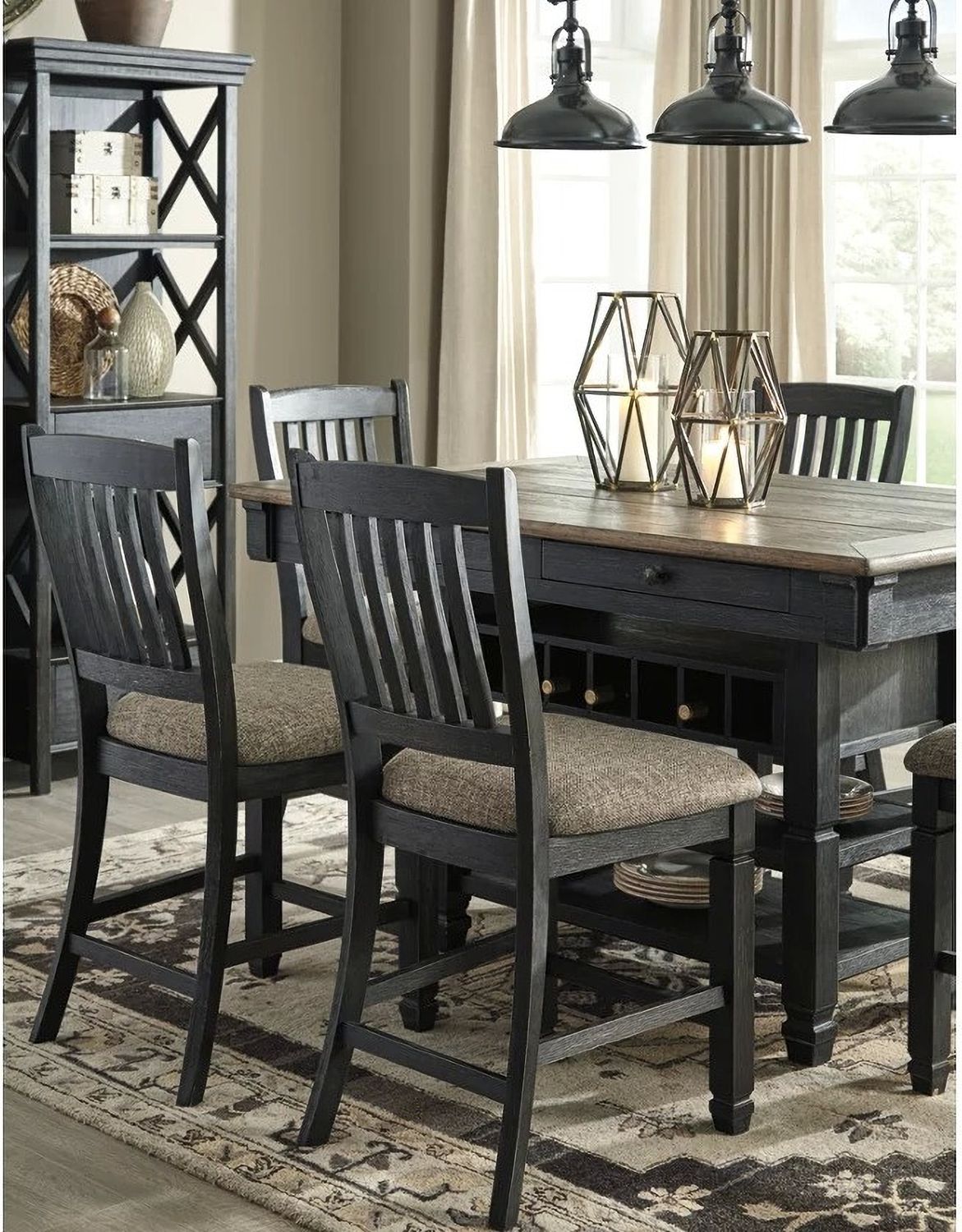 Tyler Creek Black And Gray Rectangular Counter Height Dining Table D73632