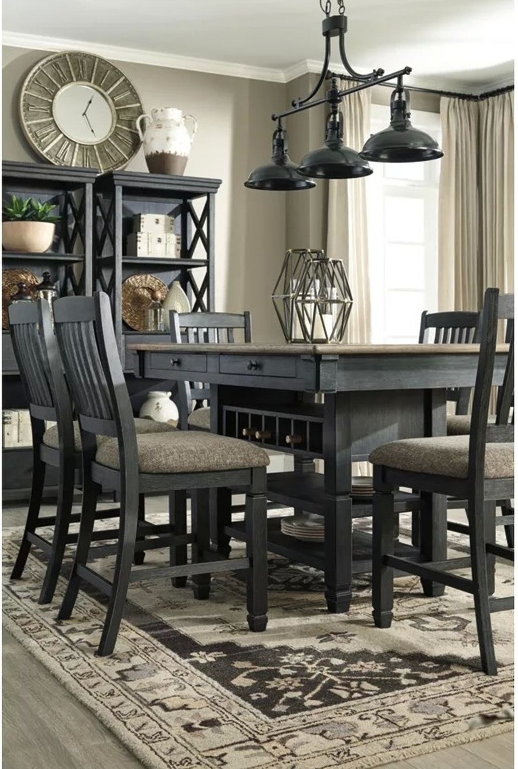 Tyler Creek Black And Gray Rectangular Counter Height Dining Table D73632