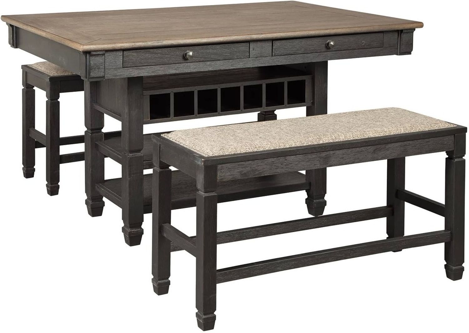 Tyler Creek Black And Gray Rectangular Counter Height Dining Table D73632