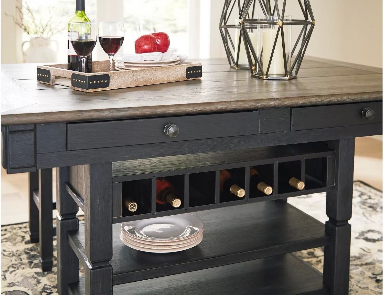 Tyler Creek Black And Gray Rectangular Counter Height Dining Table D73632