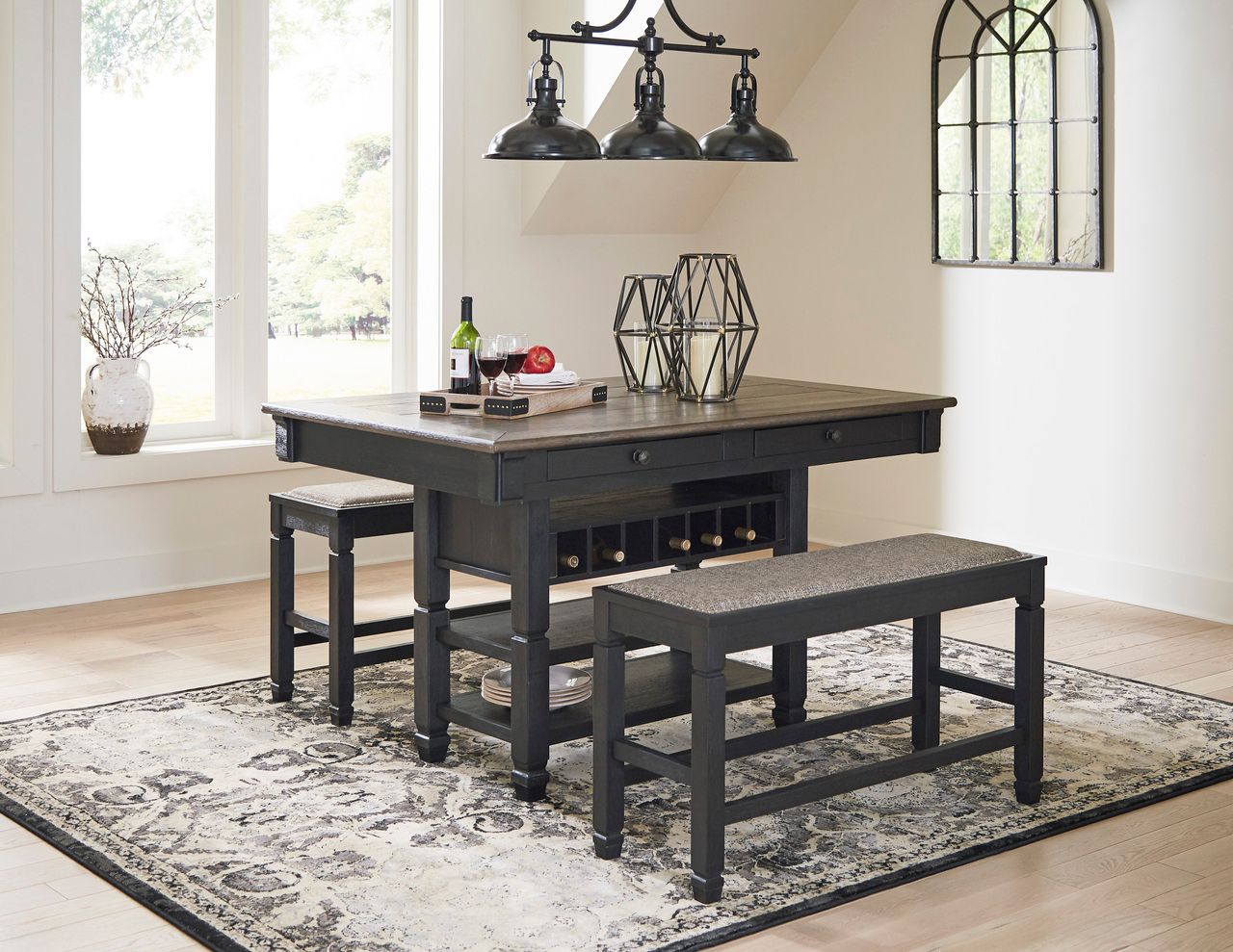 Tyler Creek Black And Gray Rectangular Counter Height Dining Table D73632