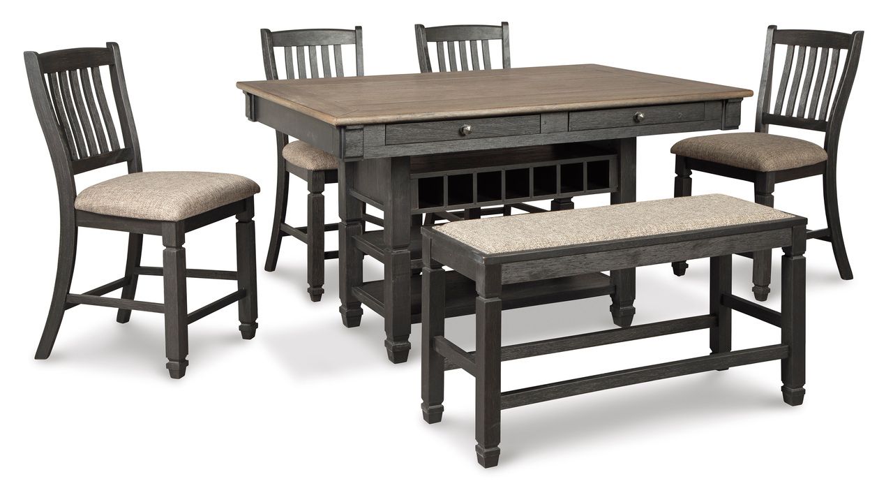 Tyler Creek Black And Gray Rectangular Counter Height Dining Table D73632