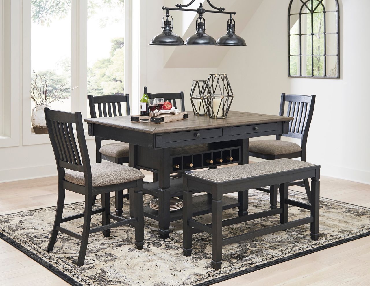 Tyler Creek Black And Gray Rectangular Counter Height Dining Table D73632