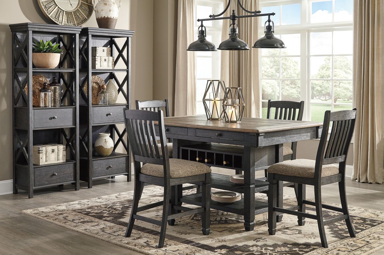 Tyler Creek Black And Gray Rectangular Counter Height Dining Table D73632