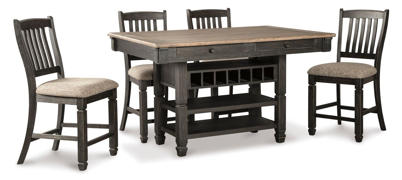 Tyler Creek Black And Gray Rectangular Counter Height Dining Table D73632