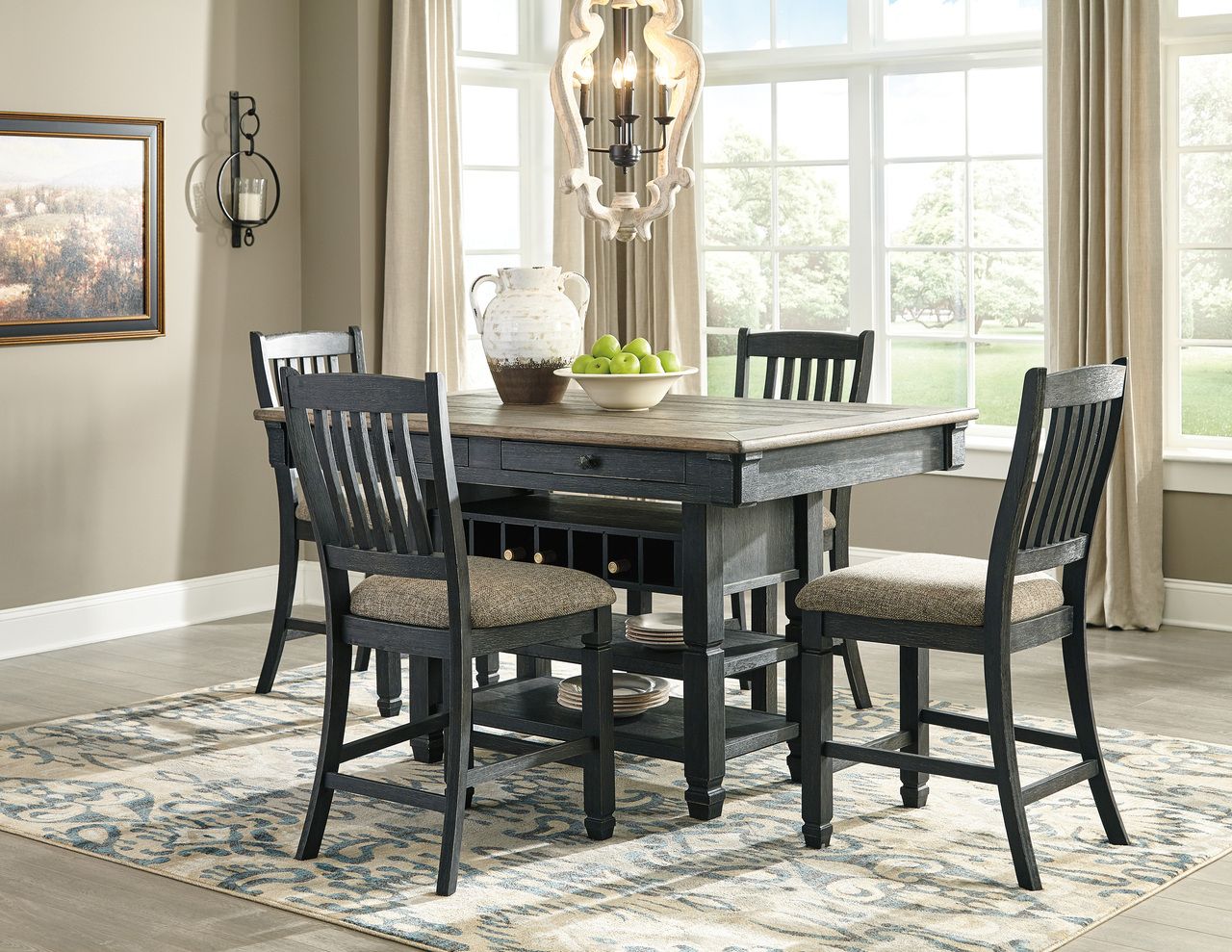 Tyler Creek Black And Gray Rectangular Counter Height Dining Table D73632