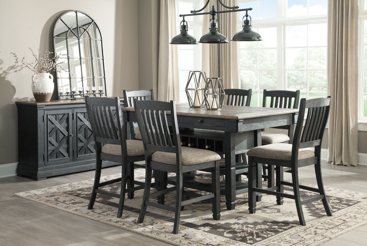 Tyler Creek Black And Gray Rectangular Counter Height Dining Table D73632
