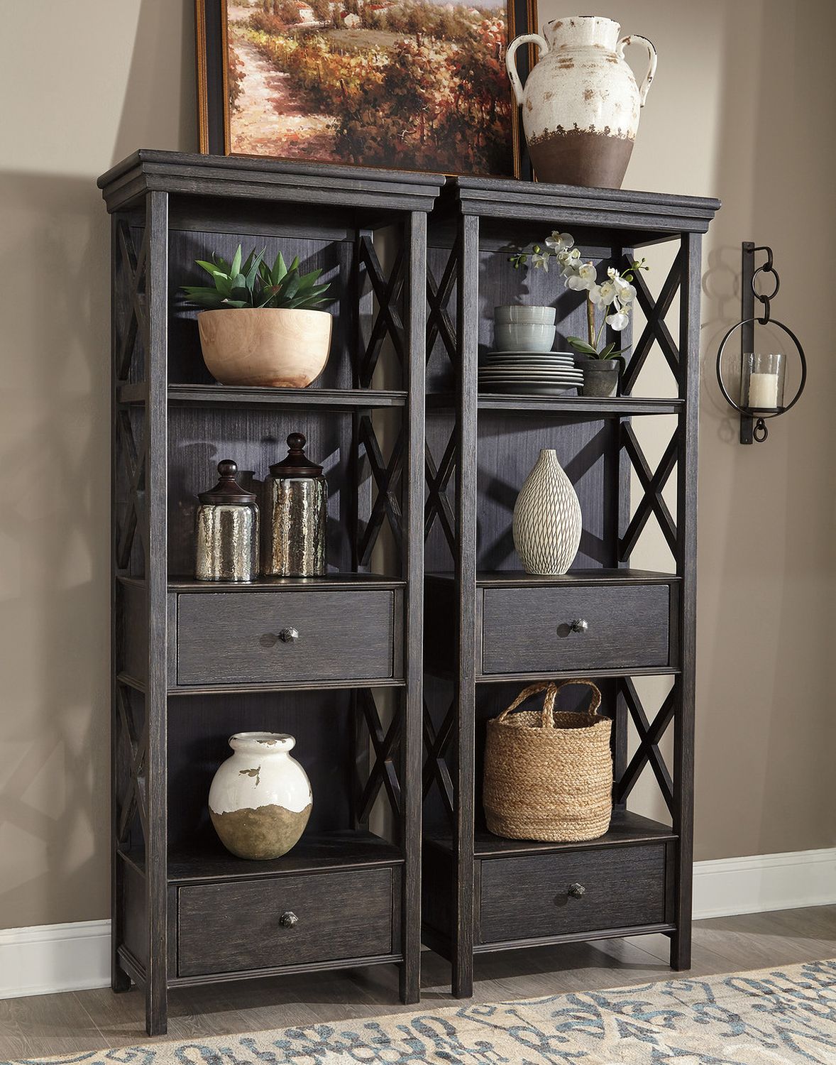Tyler Creek Black And Gray Display Cabinet D73676