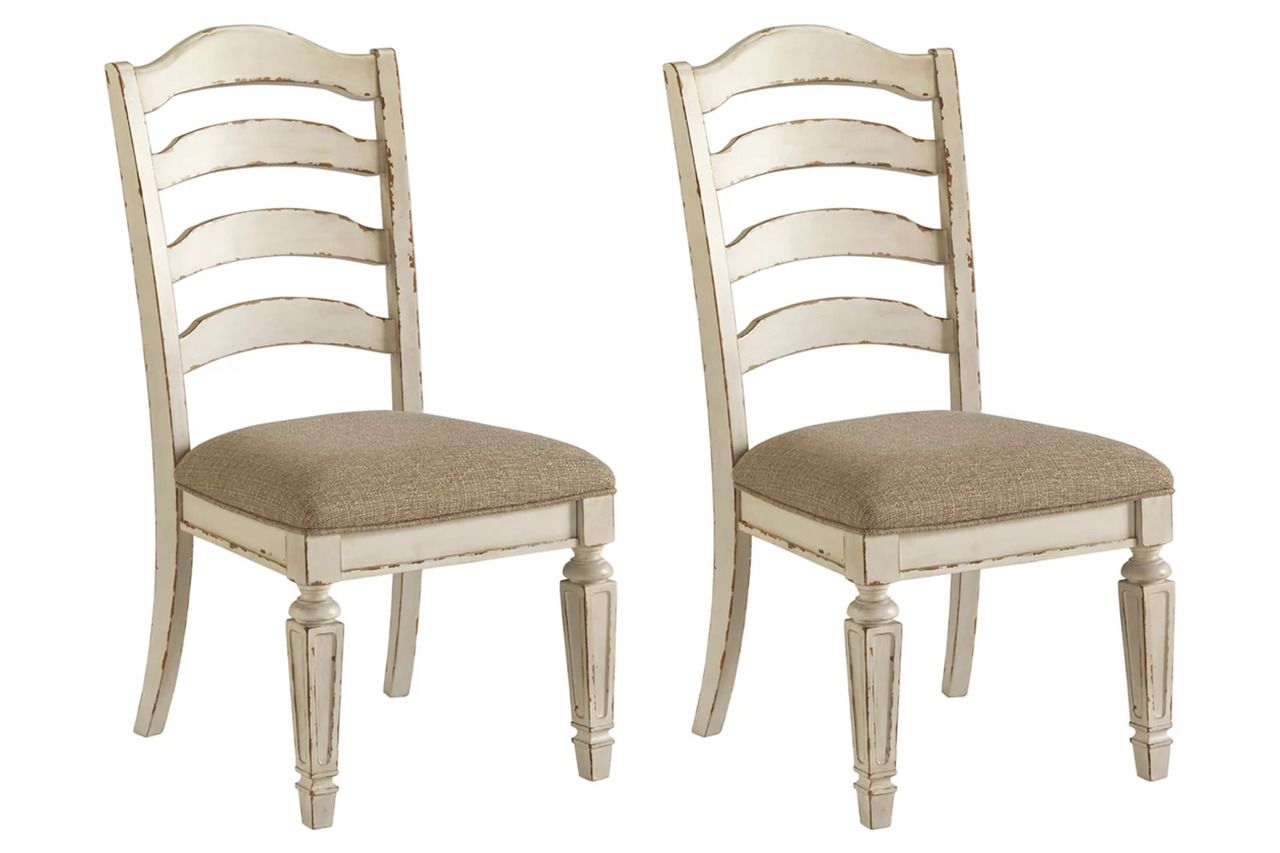 Realyn White Dining Upholstered Slatback Side Chair Set of 2 D74301