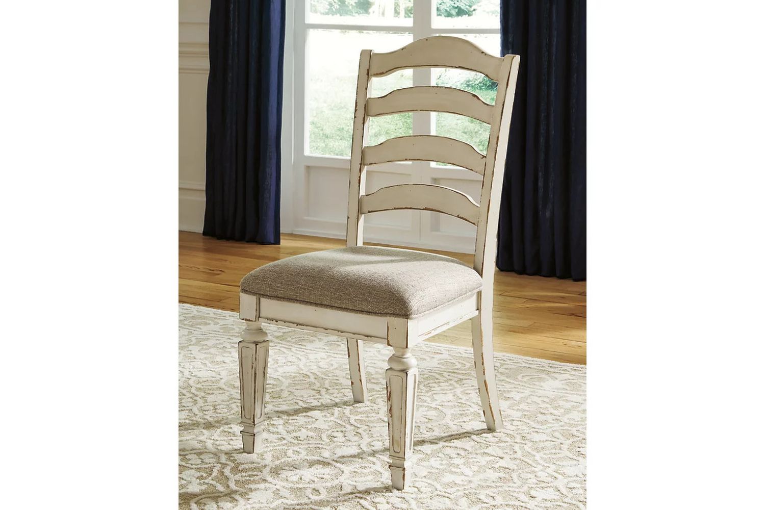 Realyn White Dining Upholstered Slatback Side Chair Set of 2 D74301