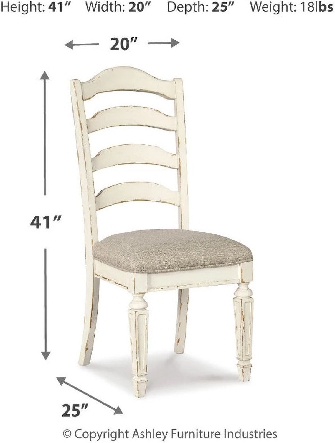 Realyn White Dining Upholstered Slatback Side Chair Set of 2 D74301