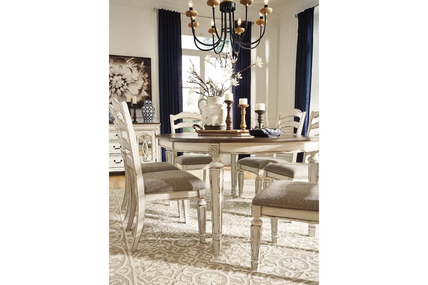 Realyn White Dining Upholstered Slatback Side Chair Set of 2 D74301