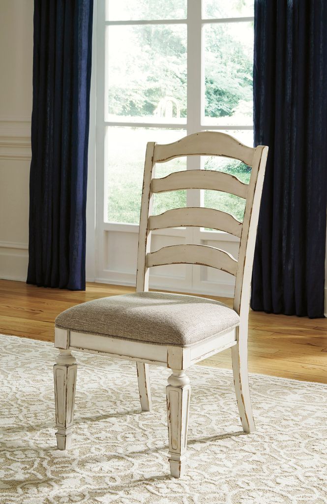 Realyn White Dining Upholstered Slatback Side Chair Set of 2 D74301